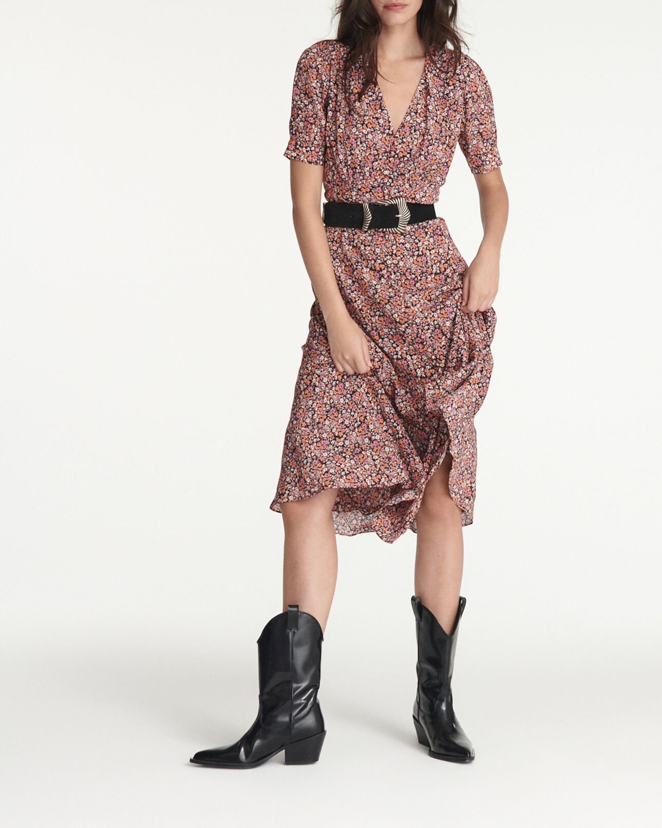 The Kooples MUJER PINK vestido largo floreado