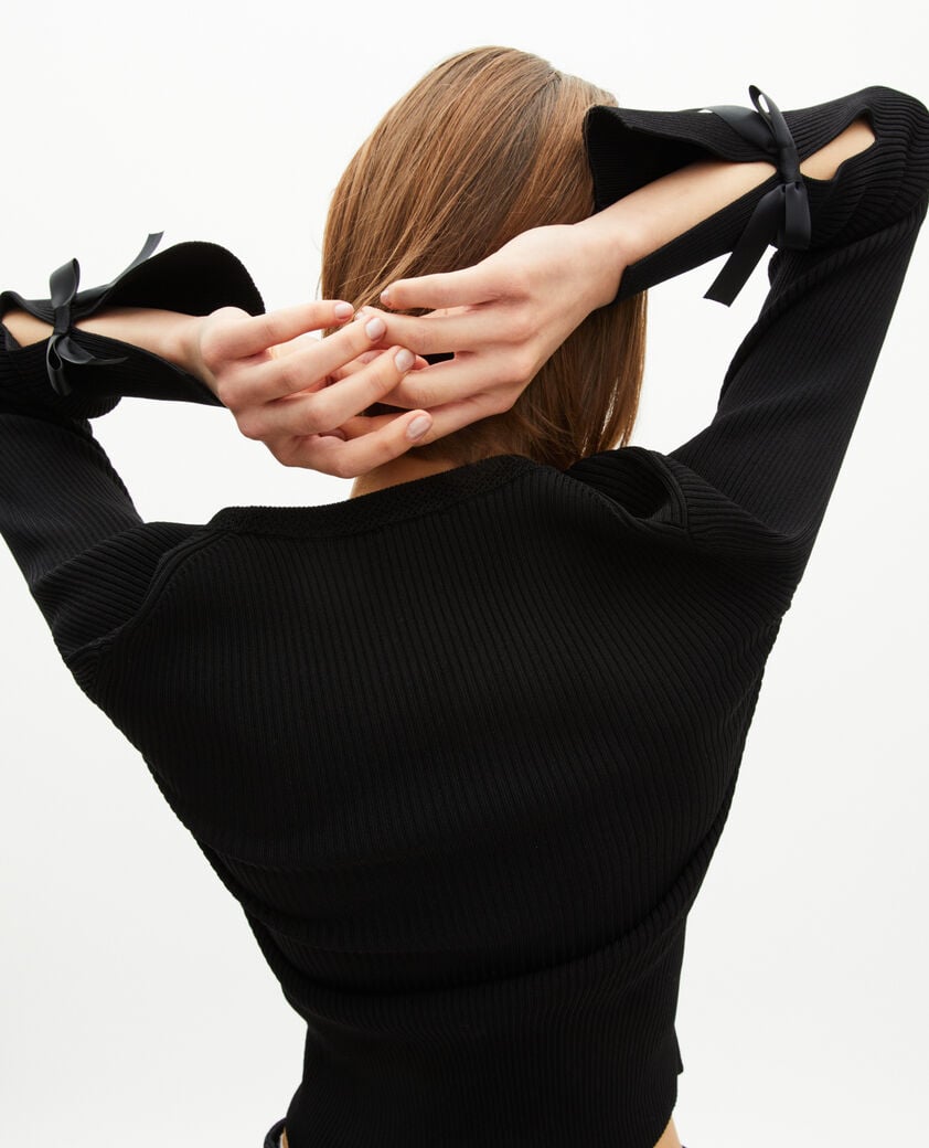 The Kooples WOMEN BLACK sweater with black ribbons