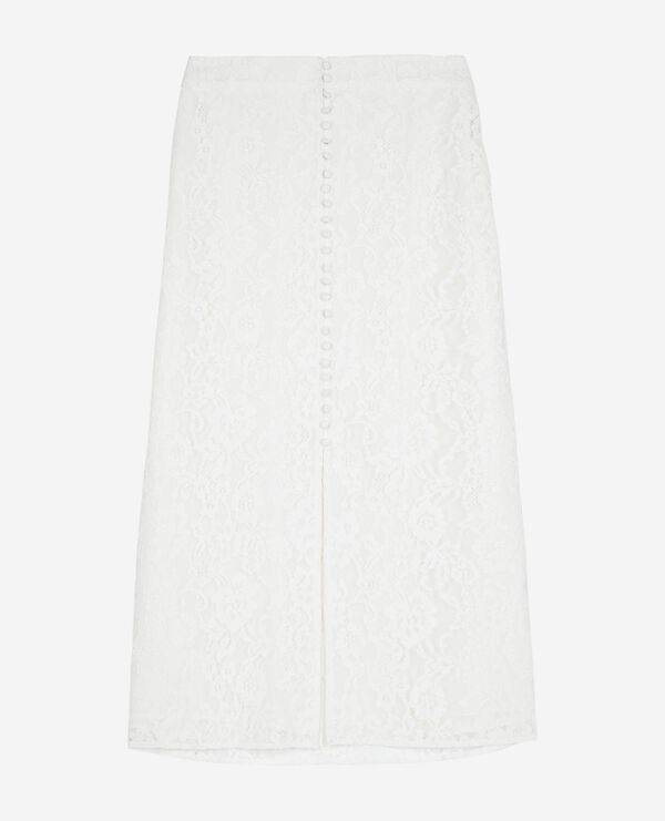 The Kooples FEMME ECRU jupe longue en dentelle blanche