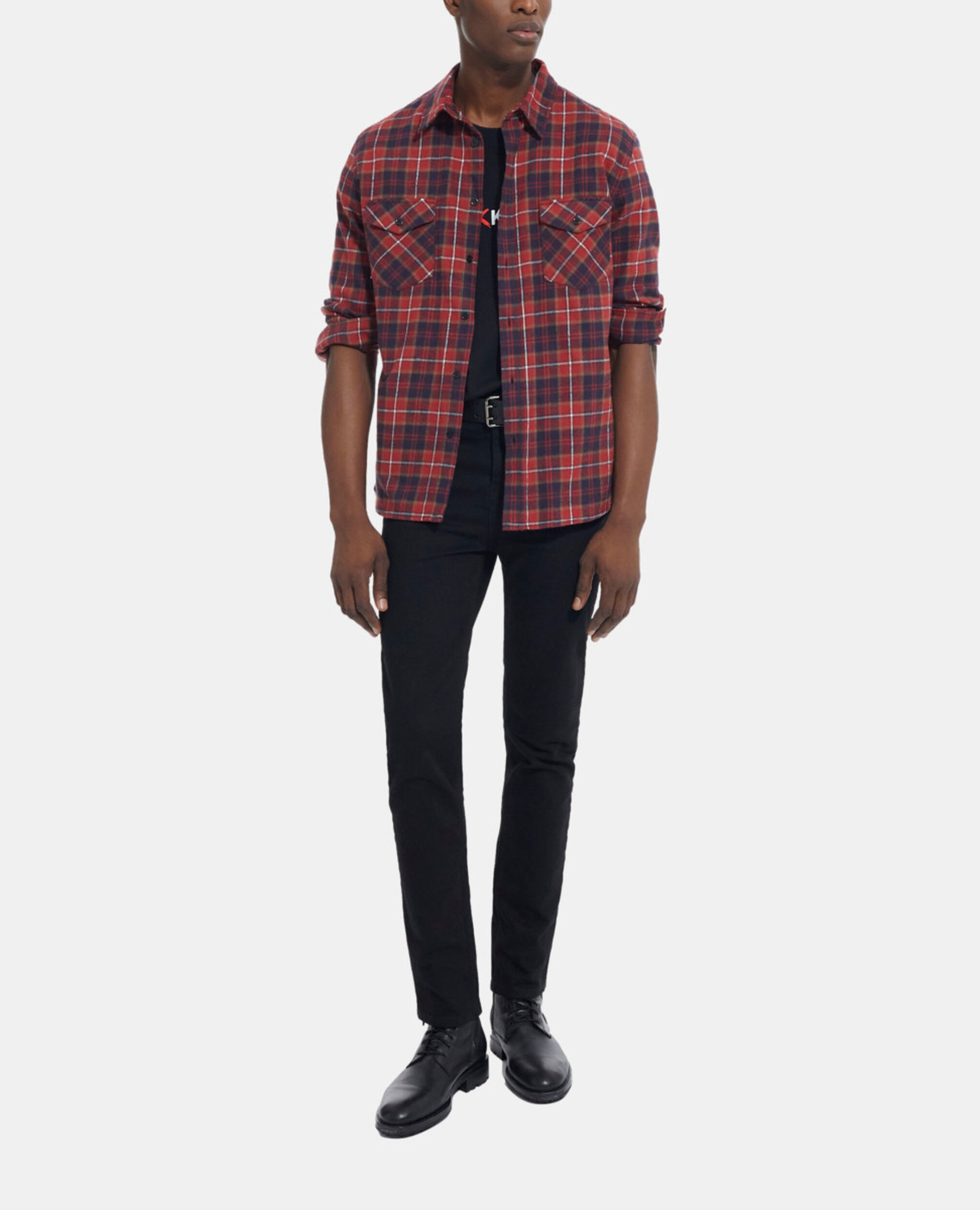 Chemise col classique à carreaux, RED / BLACK, hi-res image number null