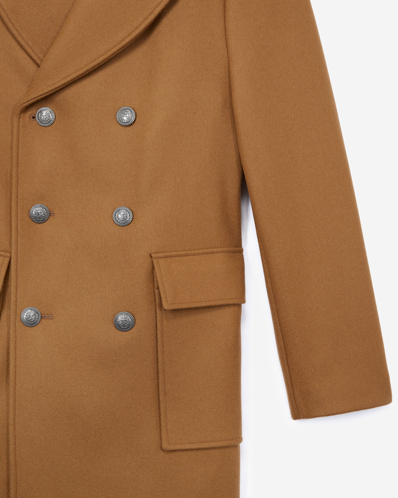 The Kooples MEN CAMEL double-breasted camel-colored coat in wool