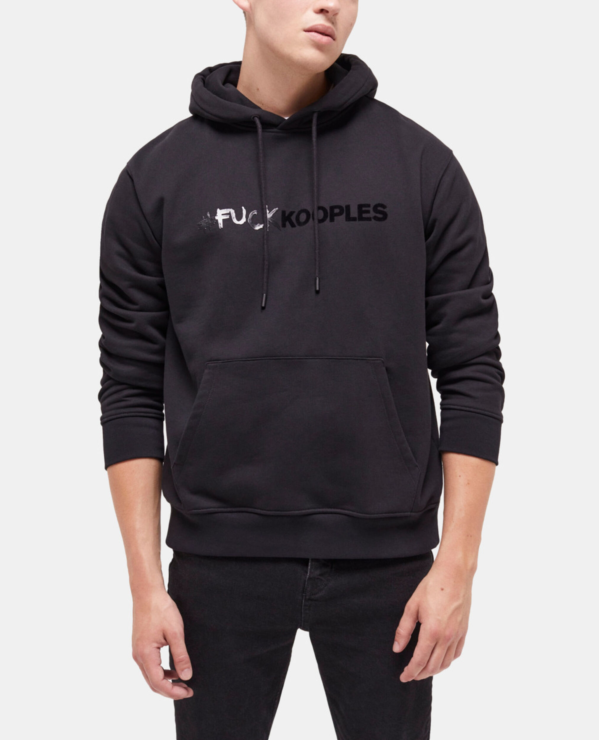 Sweatshirt à capuche logo noir, BLACK, hi-res image number null