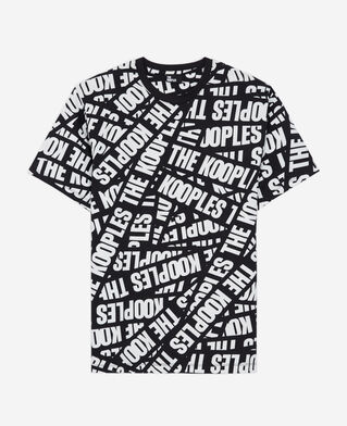 The Kooples MEN BLACK / WHITE men's t-shirt with tape logo