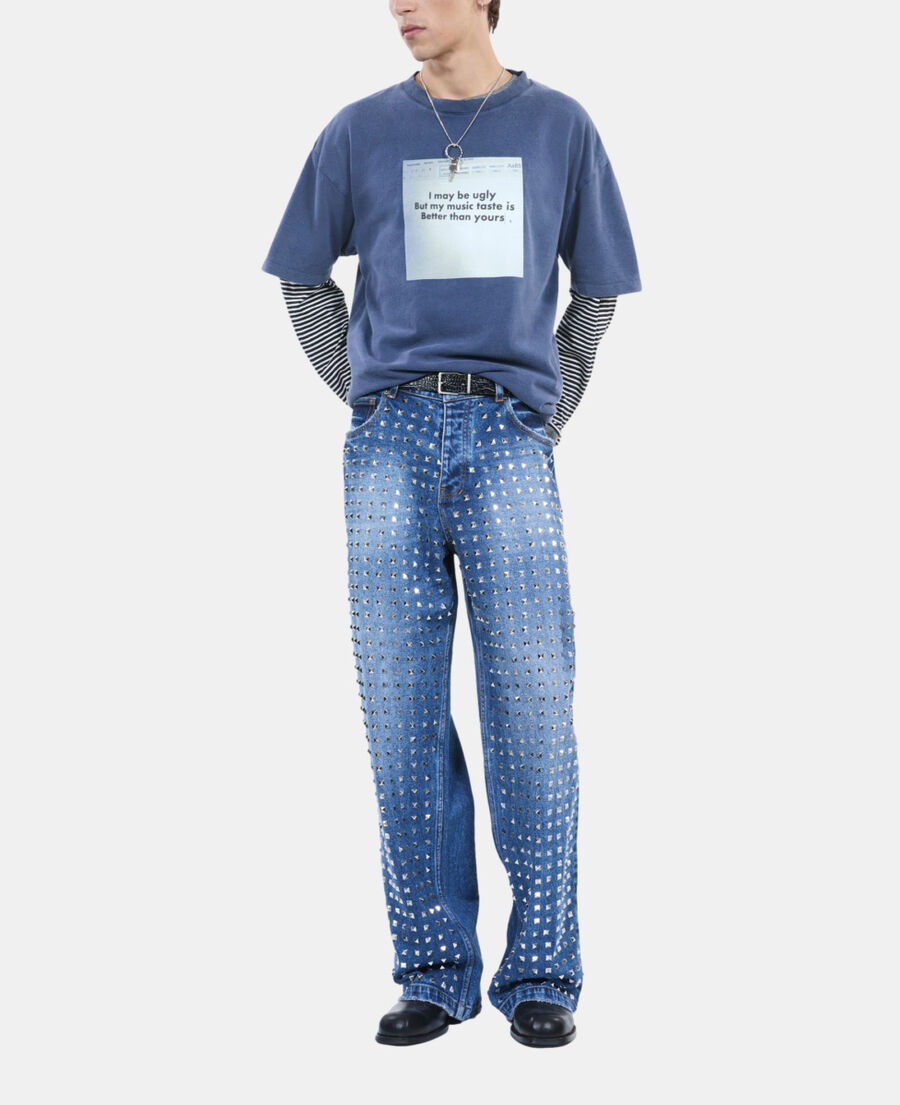 The Kooples MEN DARK BLUE blue t-shirt with serigraphy