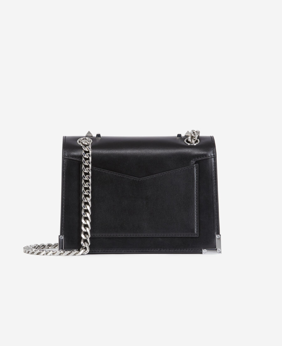 emily chain bag in black leather with studs