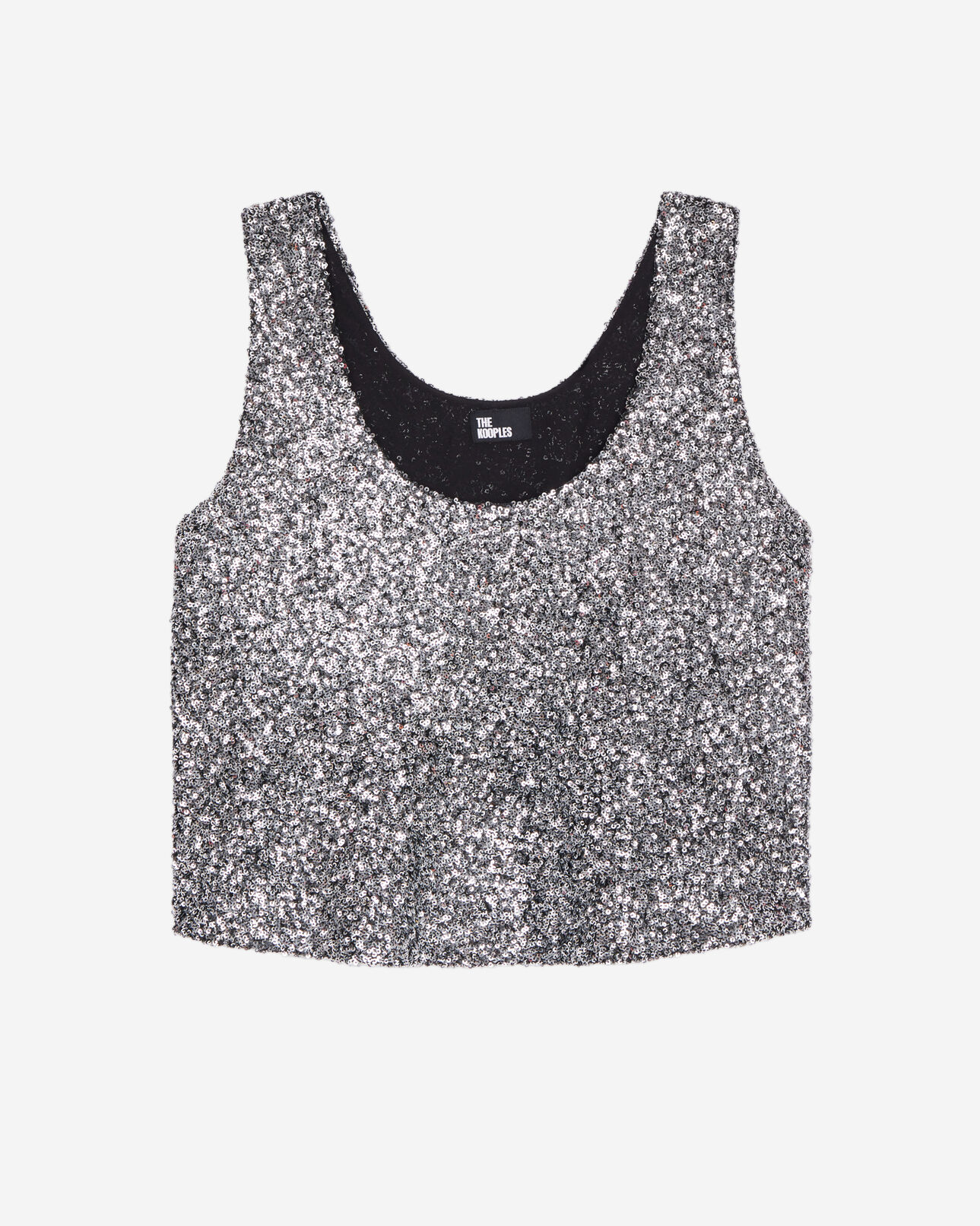 The Kooples FEMME SILVER top à sequins argenté