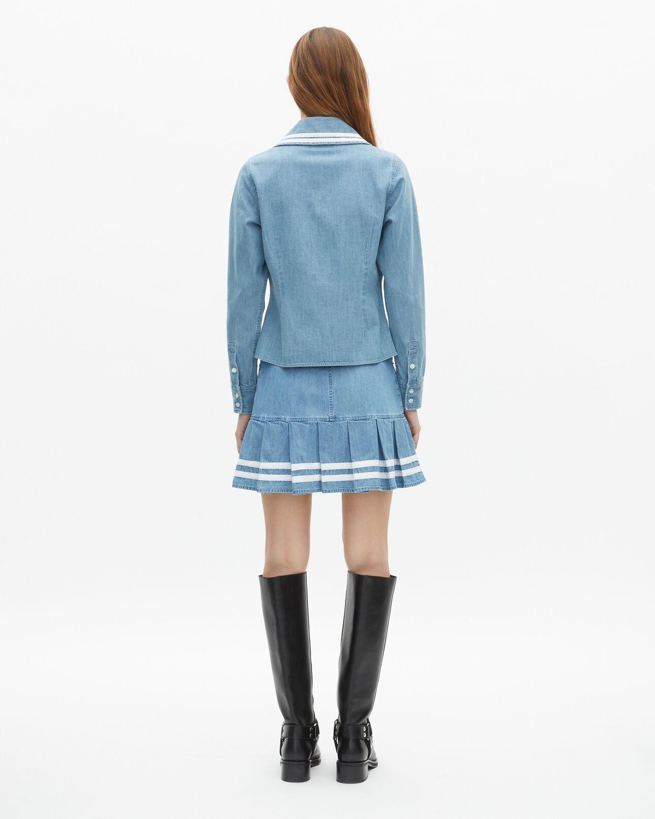 The Kooples FEMME BABY BLUE chemise col claudine en denim