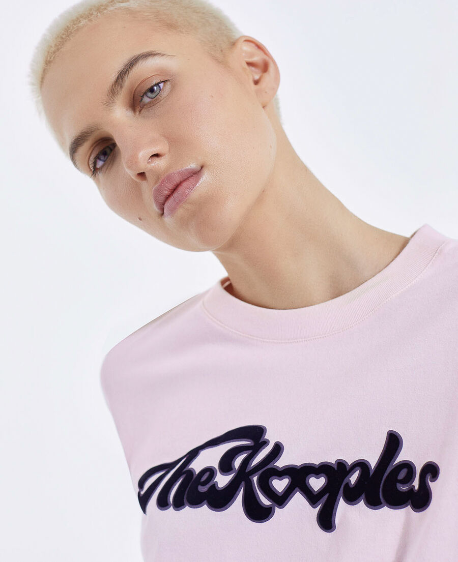 pink cotton t-shirt with the kooples logo
