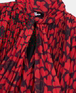The Kooples FEMME BLACK - RED top pliss&eacute; imprim&eacute; c&oelig;urs