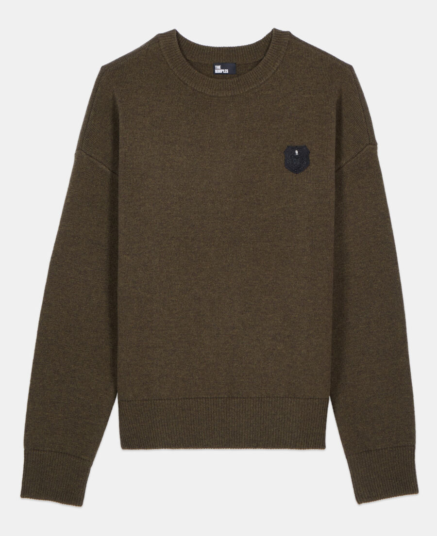 The Kooples MEN OLIVE NIGHT khaki wool sweater