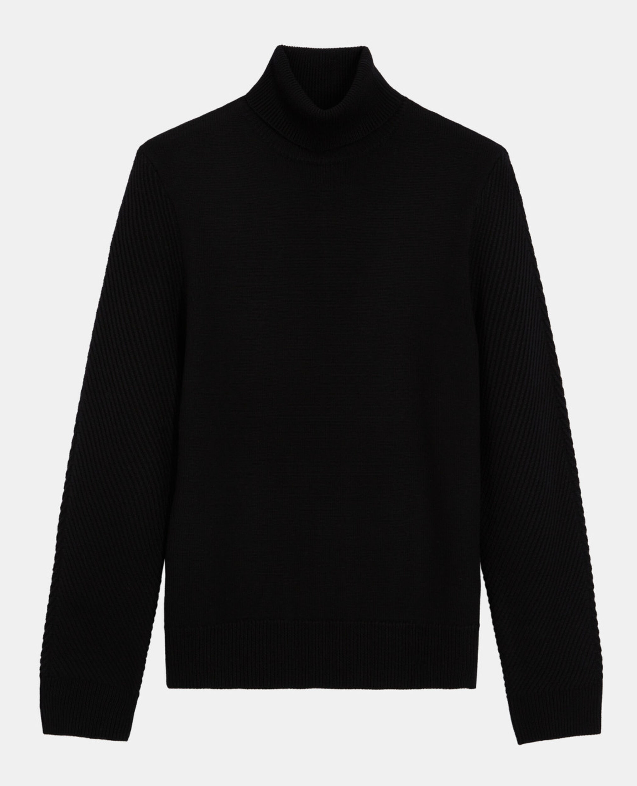 Black wool sweater, BLACK, hi-res image number null