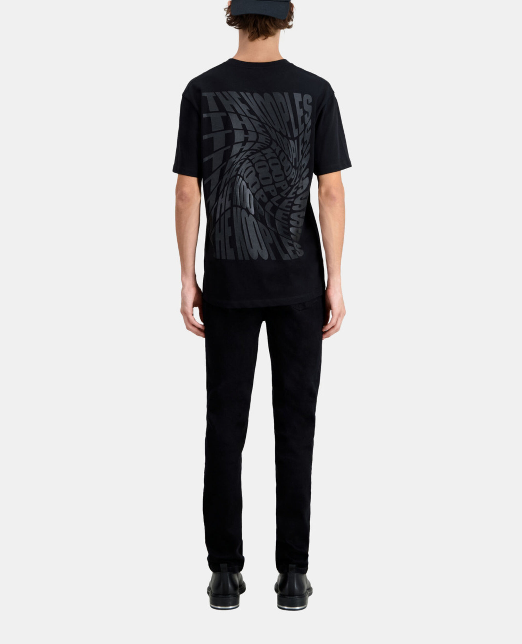 Men's black t-shirt with graphic logo serigraphy, BLACK, hi-res image number null
