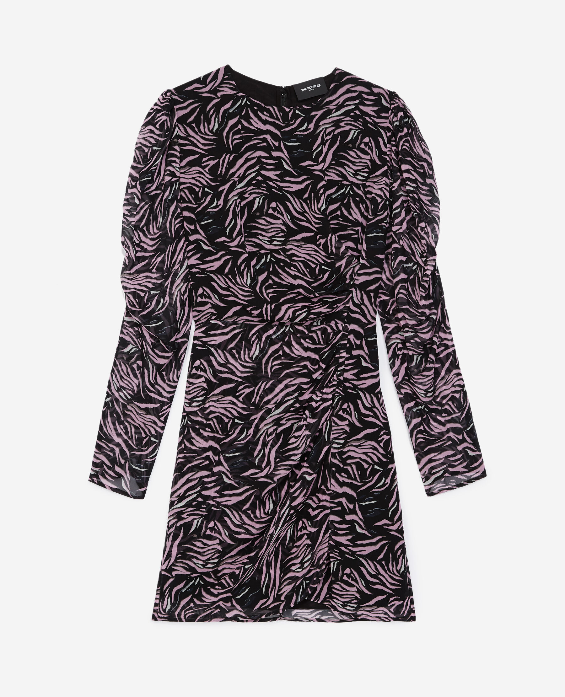 Short black and pink zebra print dress