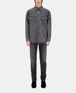 The Kooples MEN DARK GREY grey denim shirt