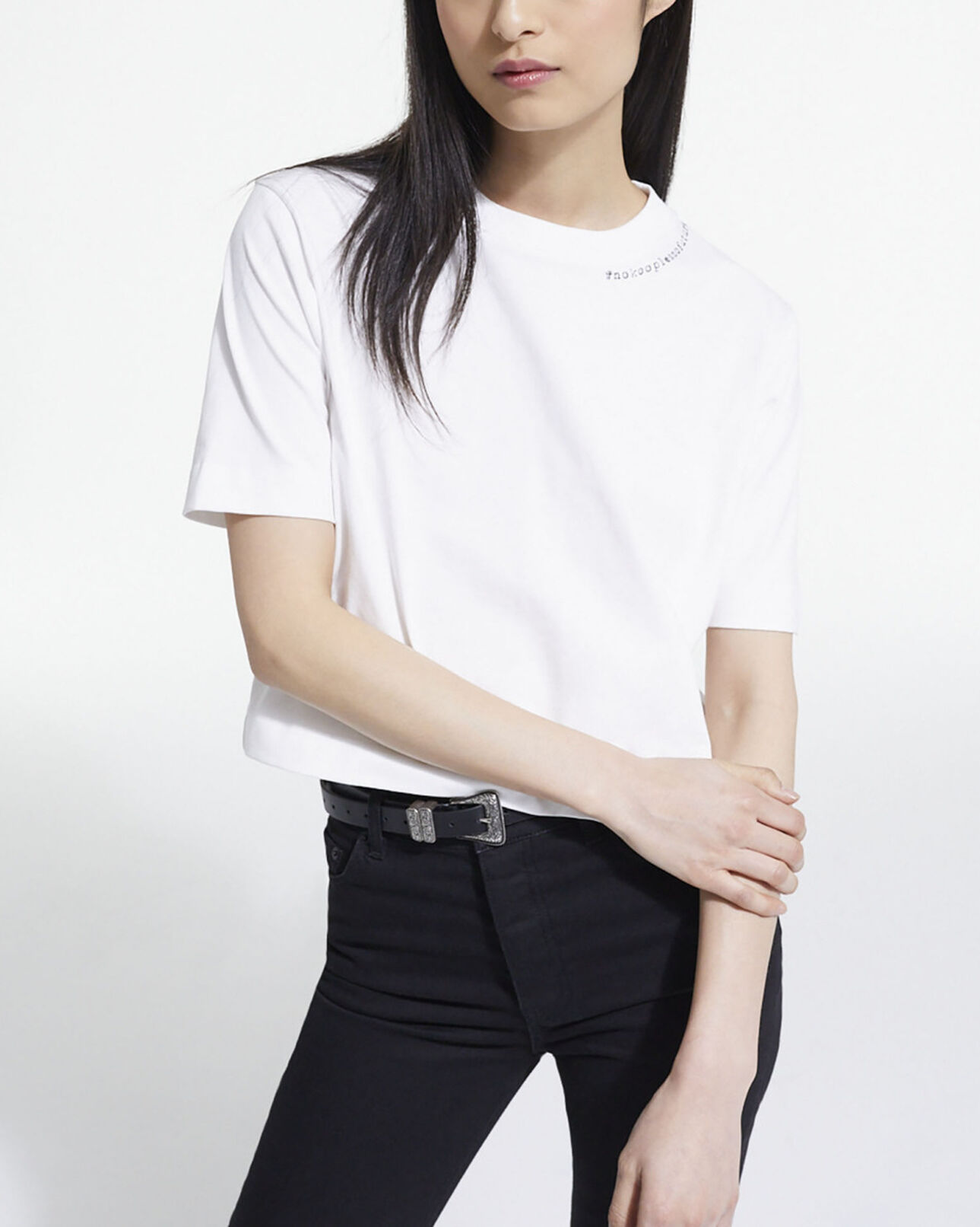 The Kooples WOMEN SNOW WHITE white logo t-shirt