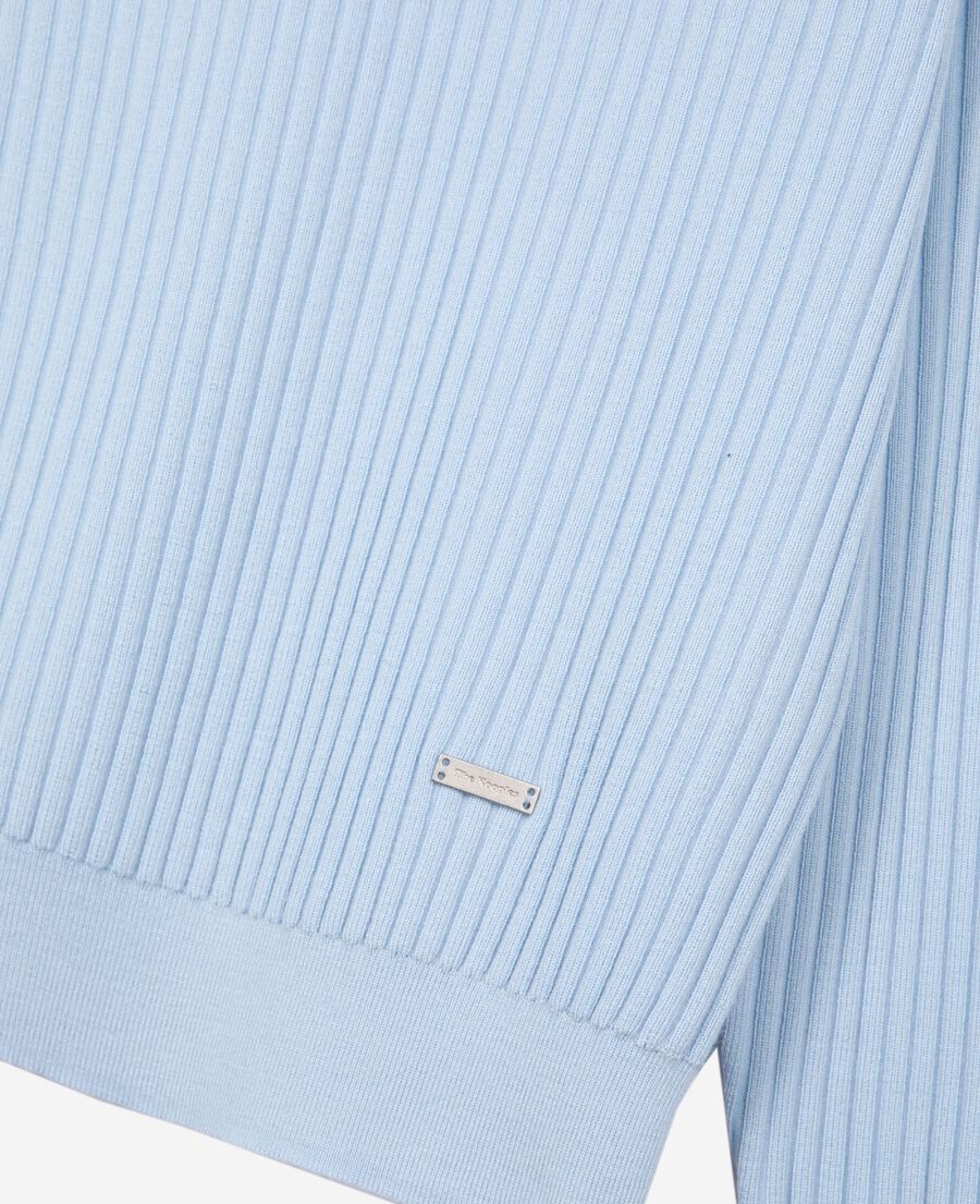 The Kooples HOMME LIGHT BLUE pull col polo en laine m&eacute;rinos bleu