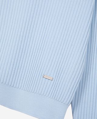 The Kooples HOMME LIGHT BLUE pull col polo en laine m&eacute;rinos bleu