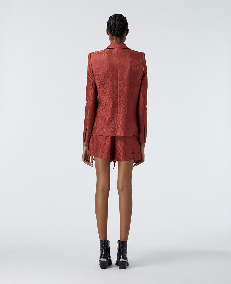 satinierter blazer aus rosa jacquardgewebe
