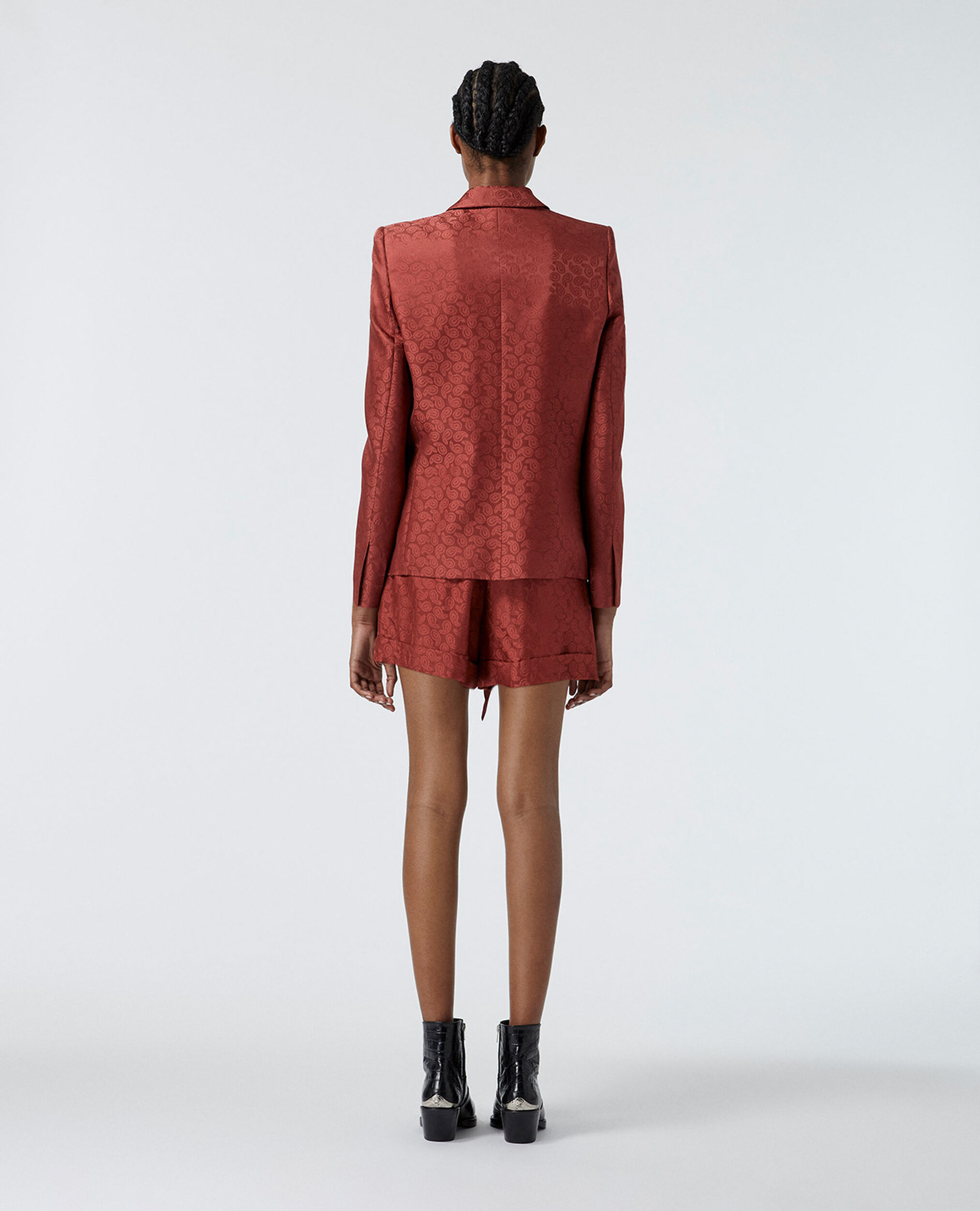 Satinierter Blazer aus rosa Jacquardgewebe, PINK, hi-res image number null
