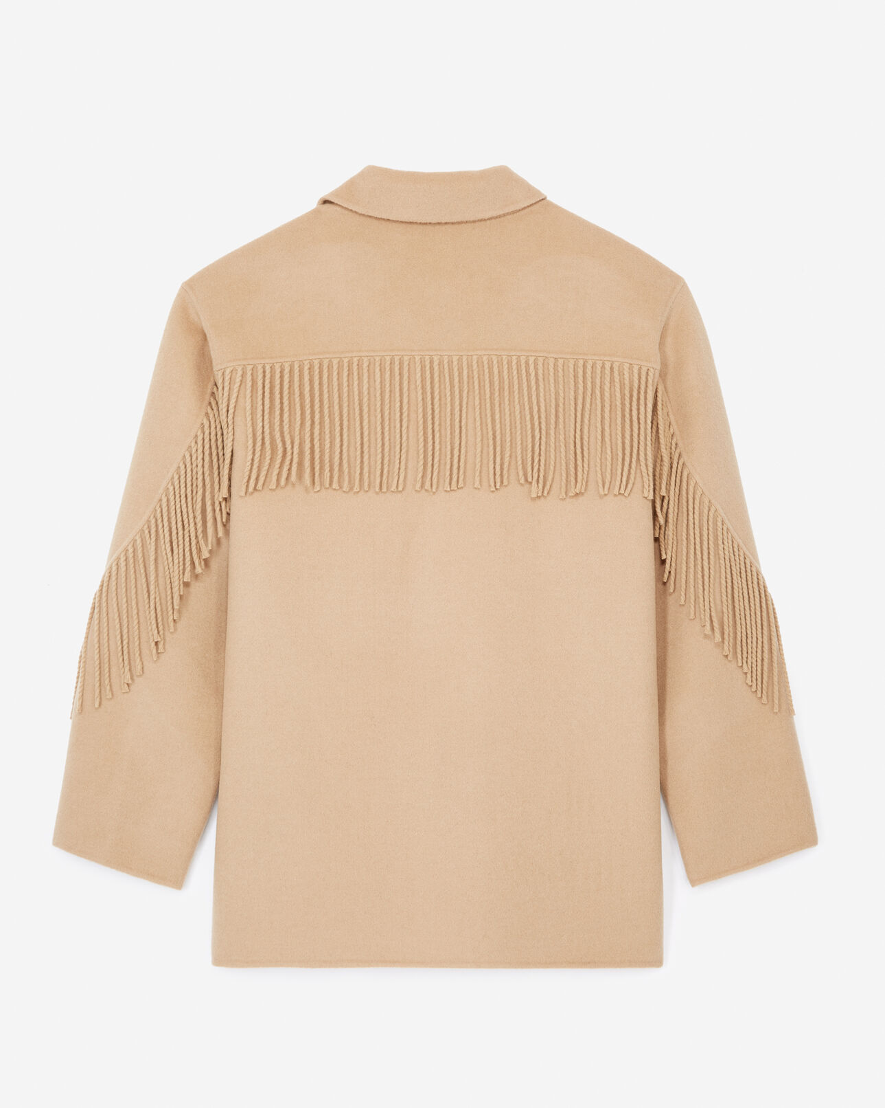 The Kooples WOMEN CAMEL camel wool jacket with western fringing
