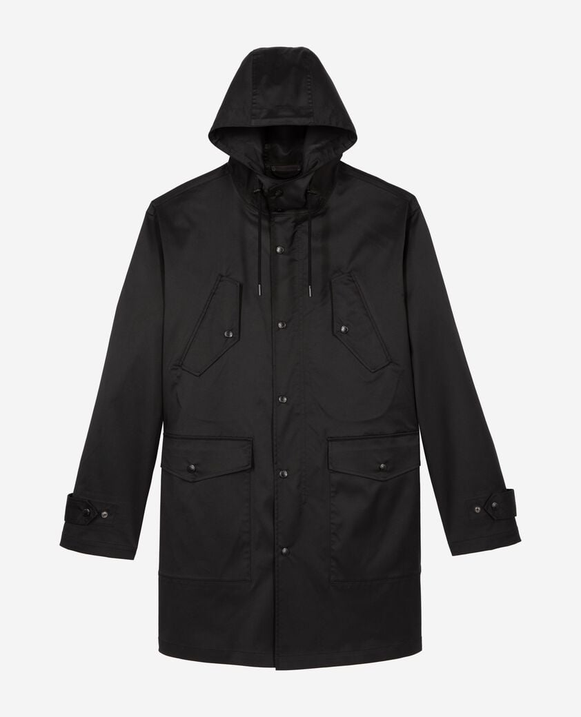 The Kooples HOMME BLACK parka à traitement déperlant à capuche noire