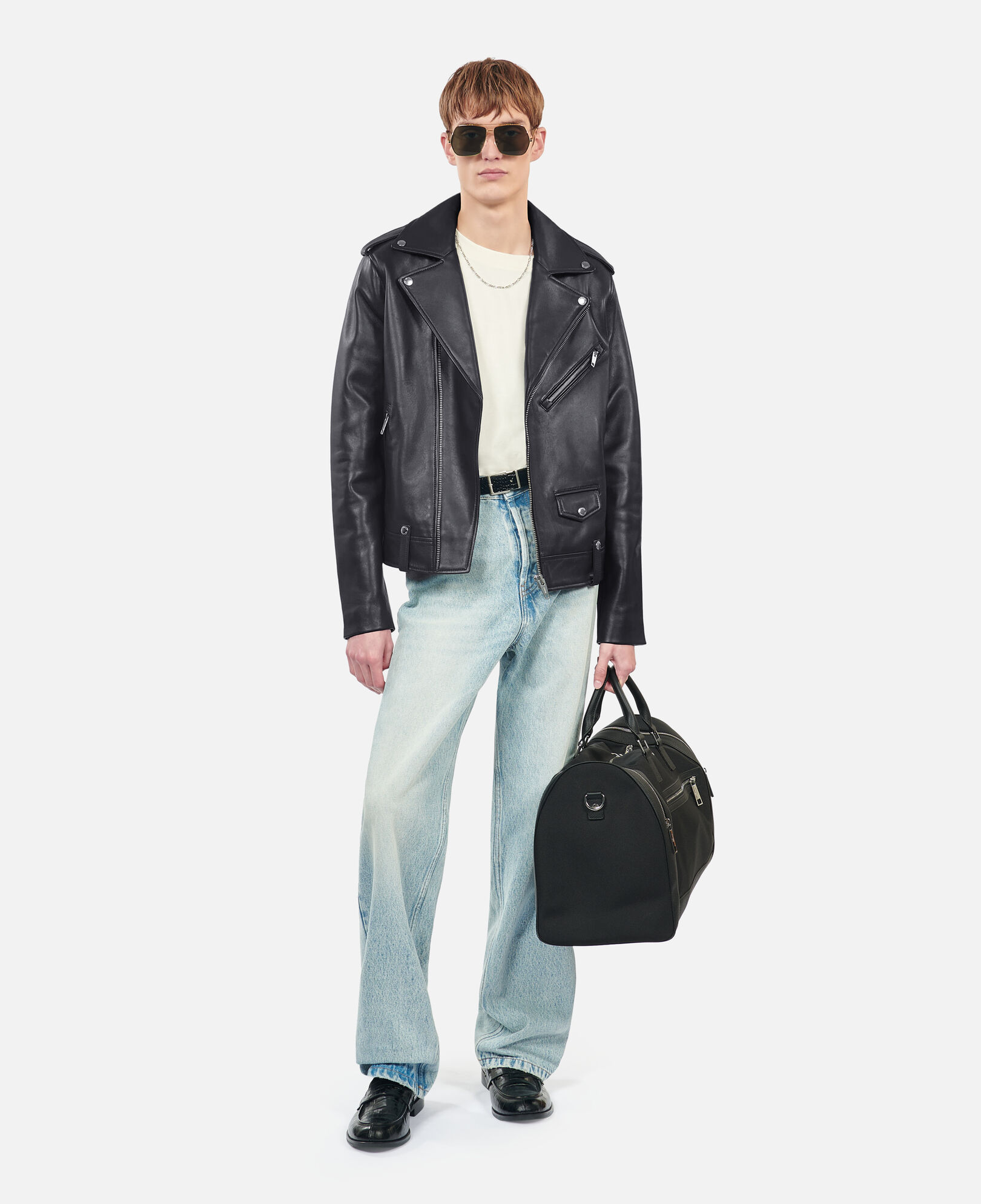 The Kooples HOMME BLACK blouson biker en cuir noir