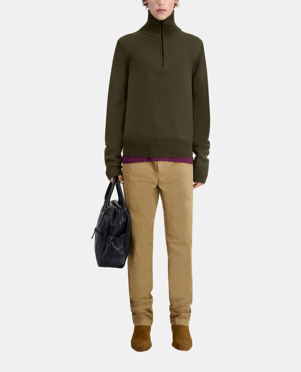 pull kaki en laine