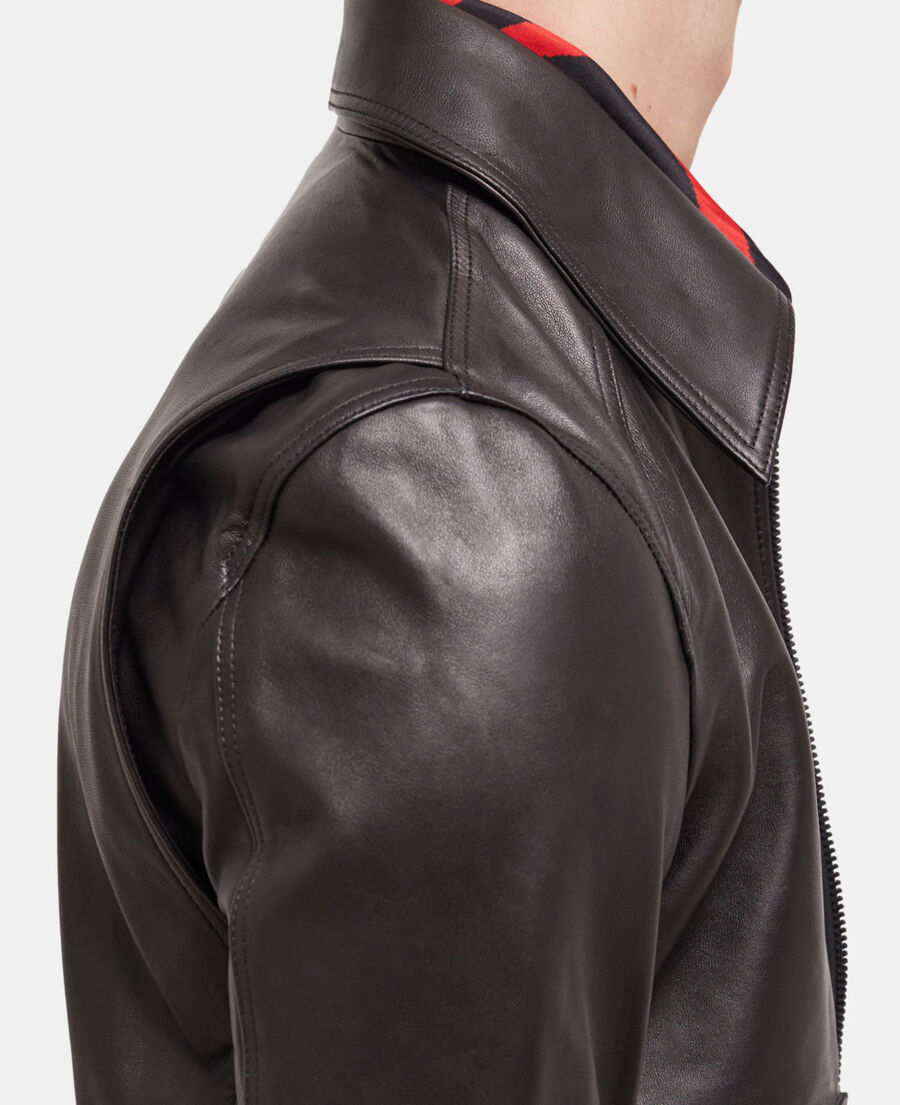 black leather jacket