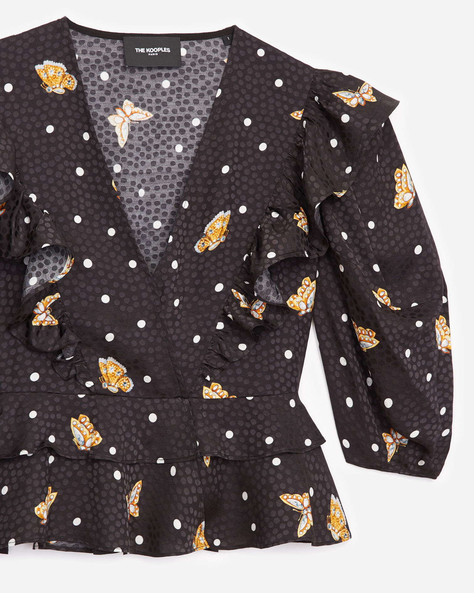 Top portefeuille noir à motifs papillons, BLACK, hi-res image number null
