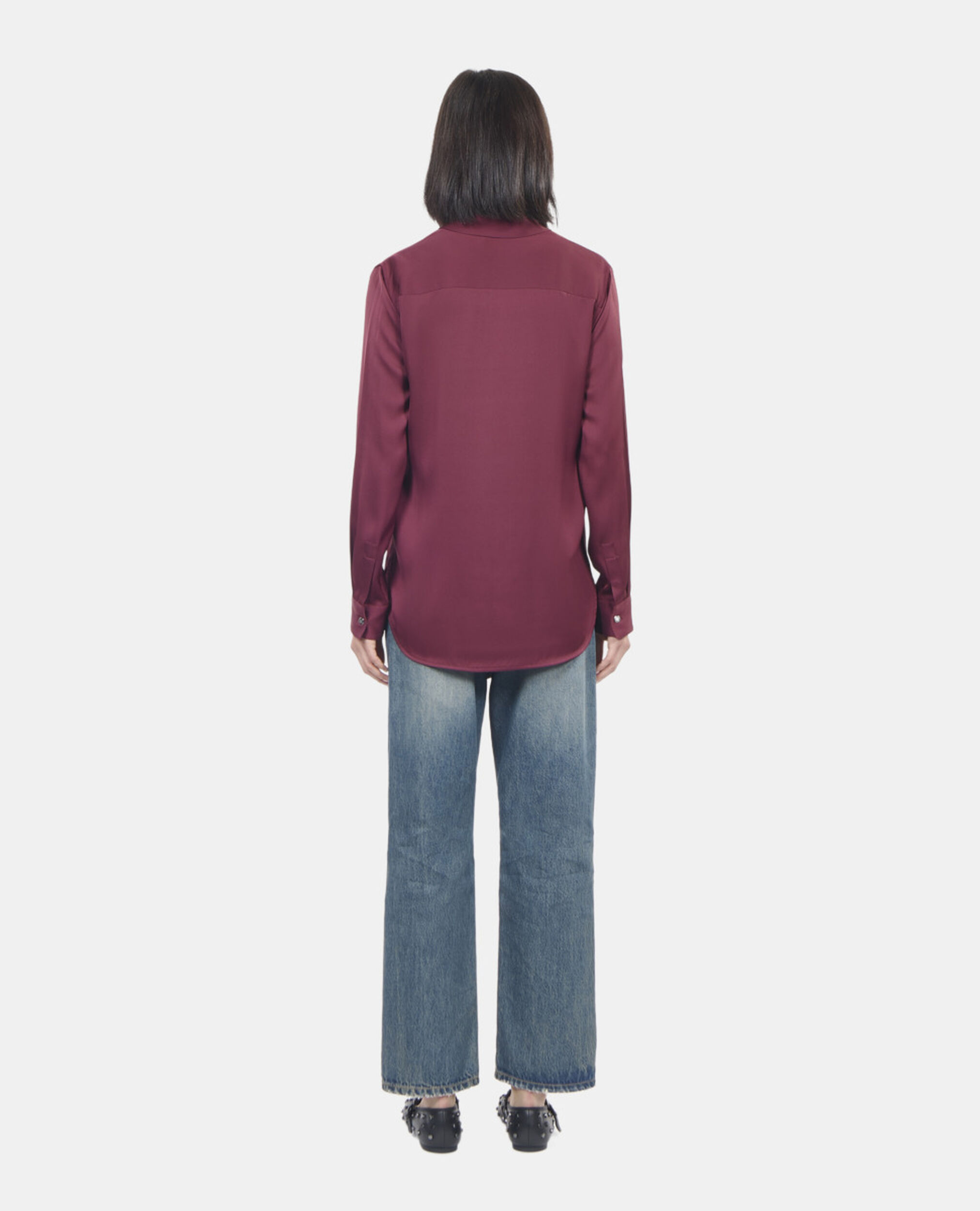 Burgundy silk shirt, BURGUNDY, hi-res image number null