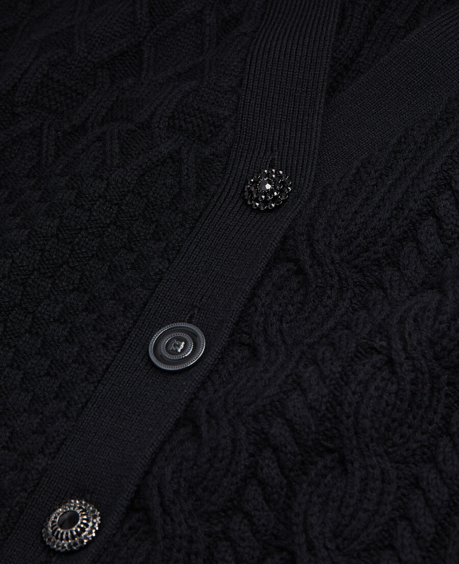 cardigan noir en laine torsadée