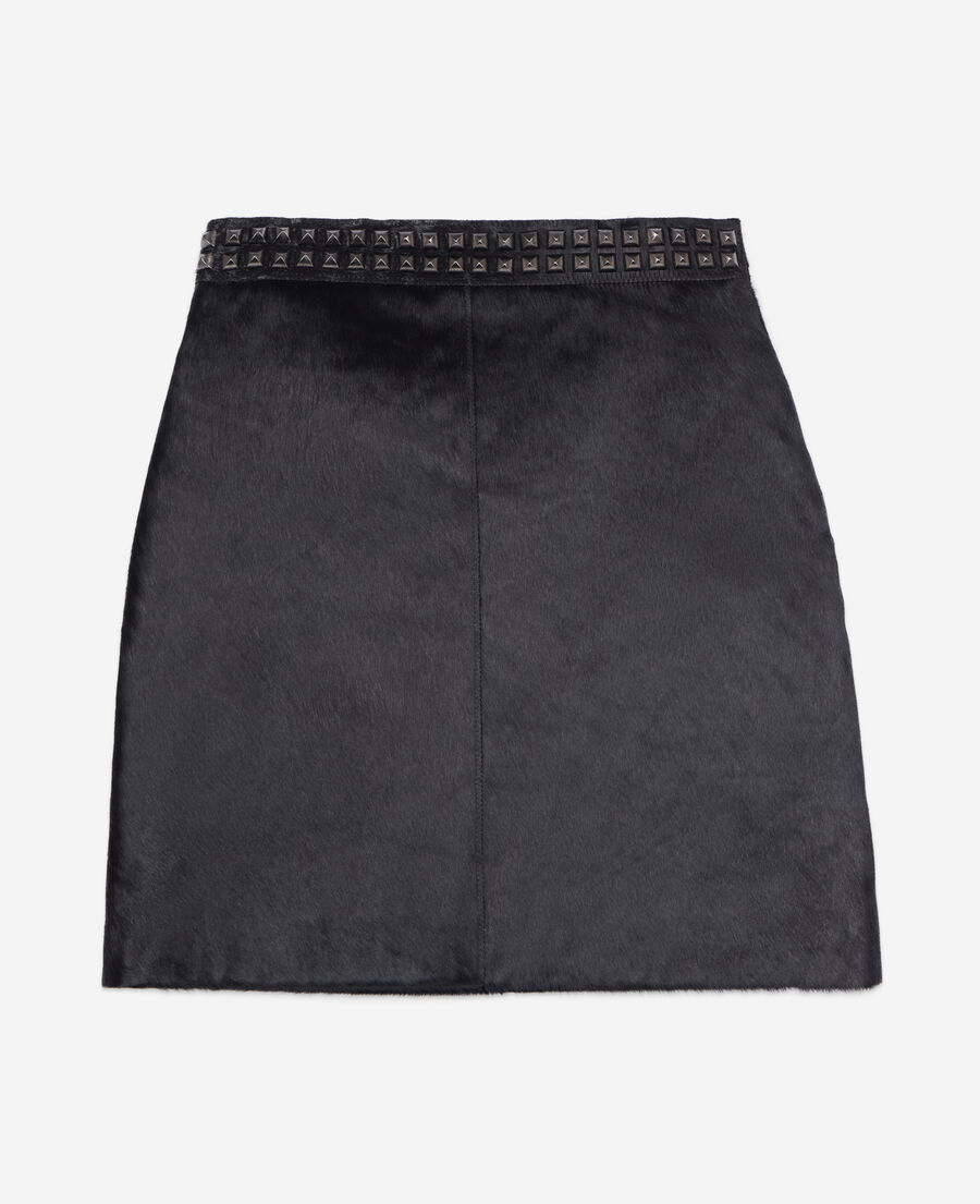 The Kooples WOMEN BLACK short black leather skirt