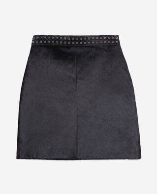 The Kooples WOMEN BLACK short black leather skirt