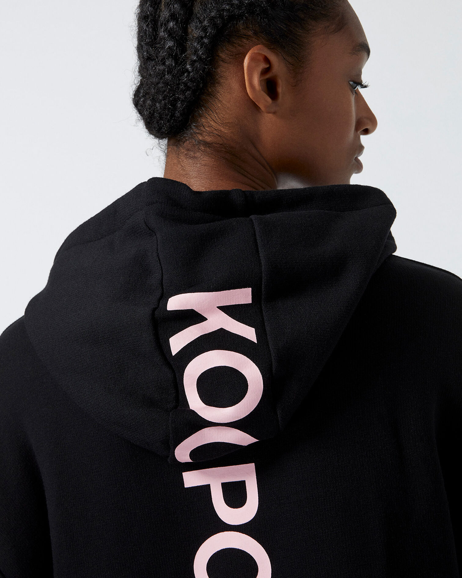 Black sweatshirt with hood and logo, BLACK, hi-res image number null