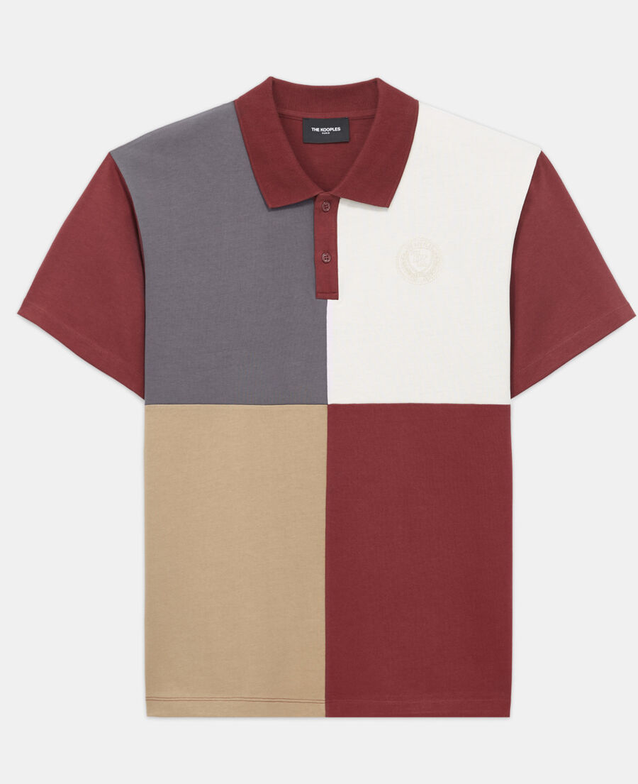 The Kooples H BORDEAUX burgundy polo with multicolored patchwork