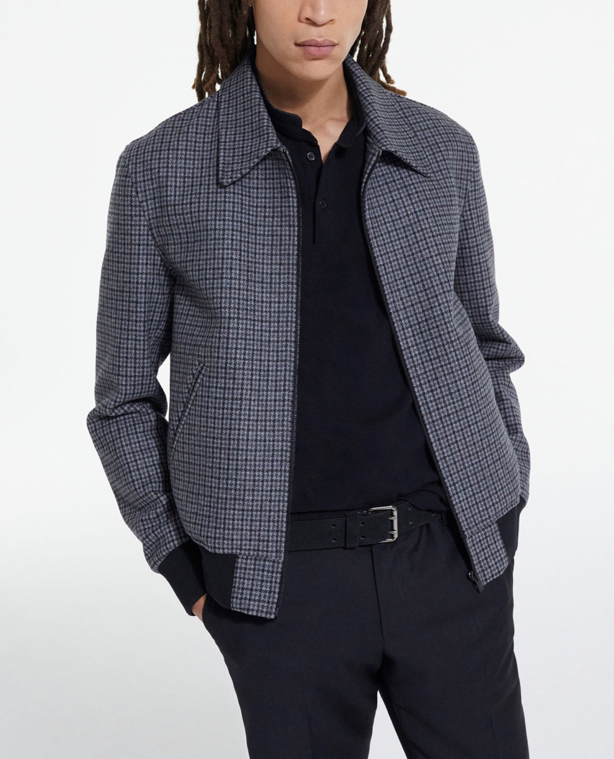 Check wool jacket with pockets, GREY BLACK, hi-res image number null