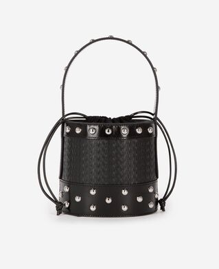 The Kooples F BLACK studded bucket bag, black