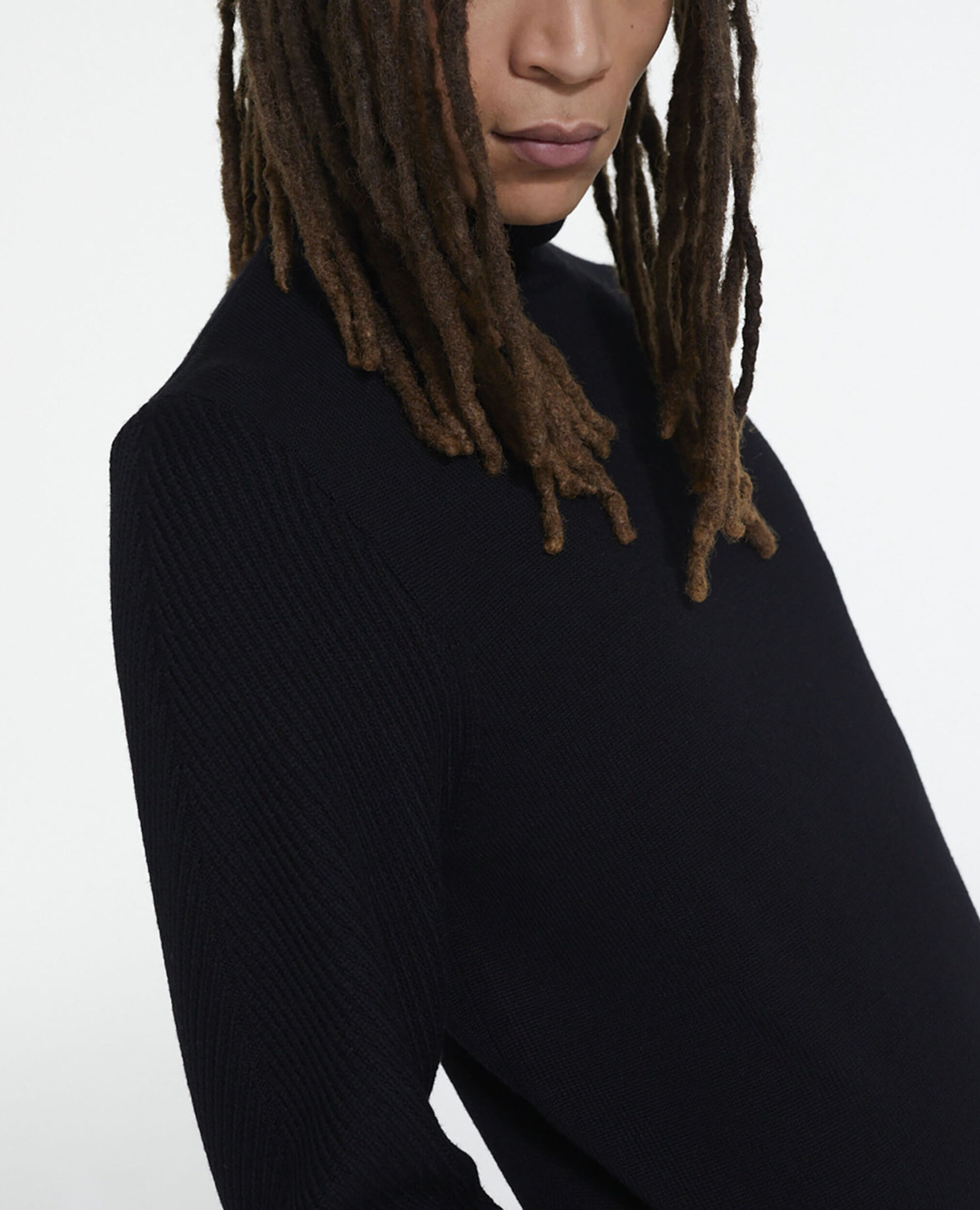 Pullover aus schwarzer Wolle, BLACK, hi-res image number null