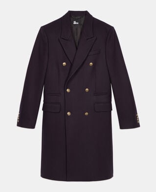 The Kooples HOMME NAVY manteau long en laine mélangée bleu marine