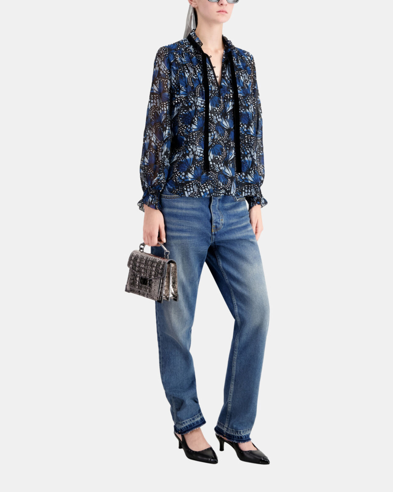 The Kooples FEMME BLUE top imprimé avec plissage