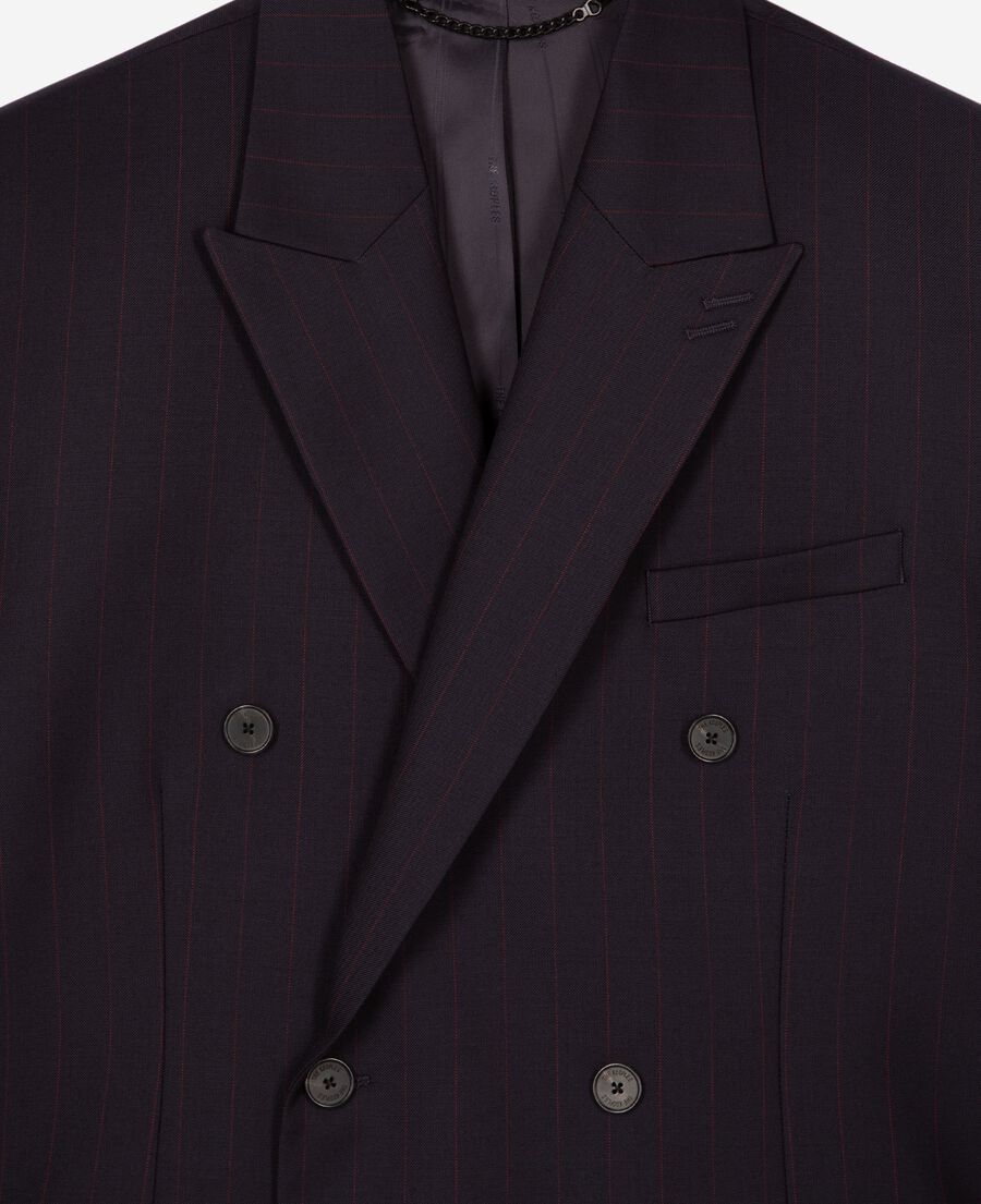 The Kooples H NAVY-RED navy pinstripe double-breasted suit jacket