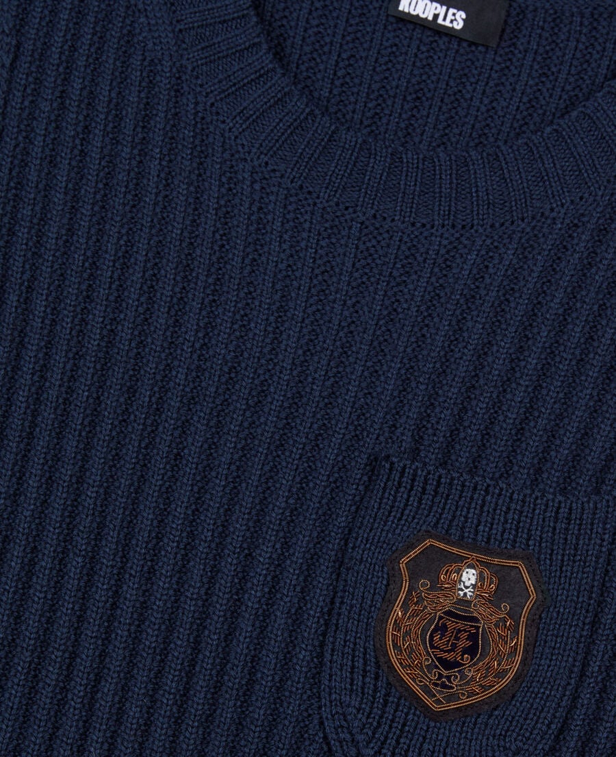 The Kooples WOMEN DARK BLUE navy blue knitted short dress 