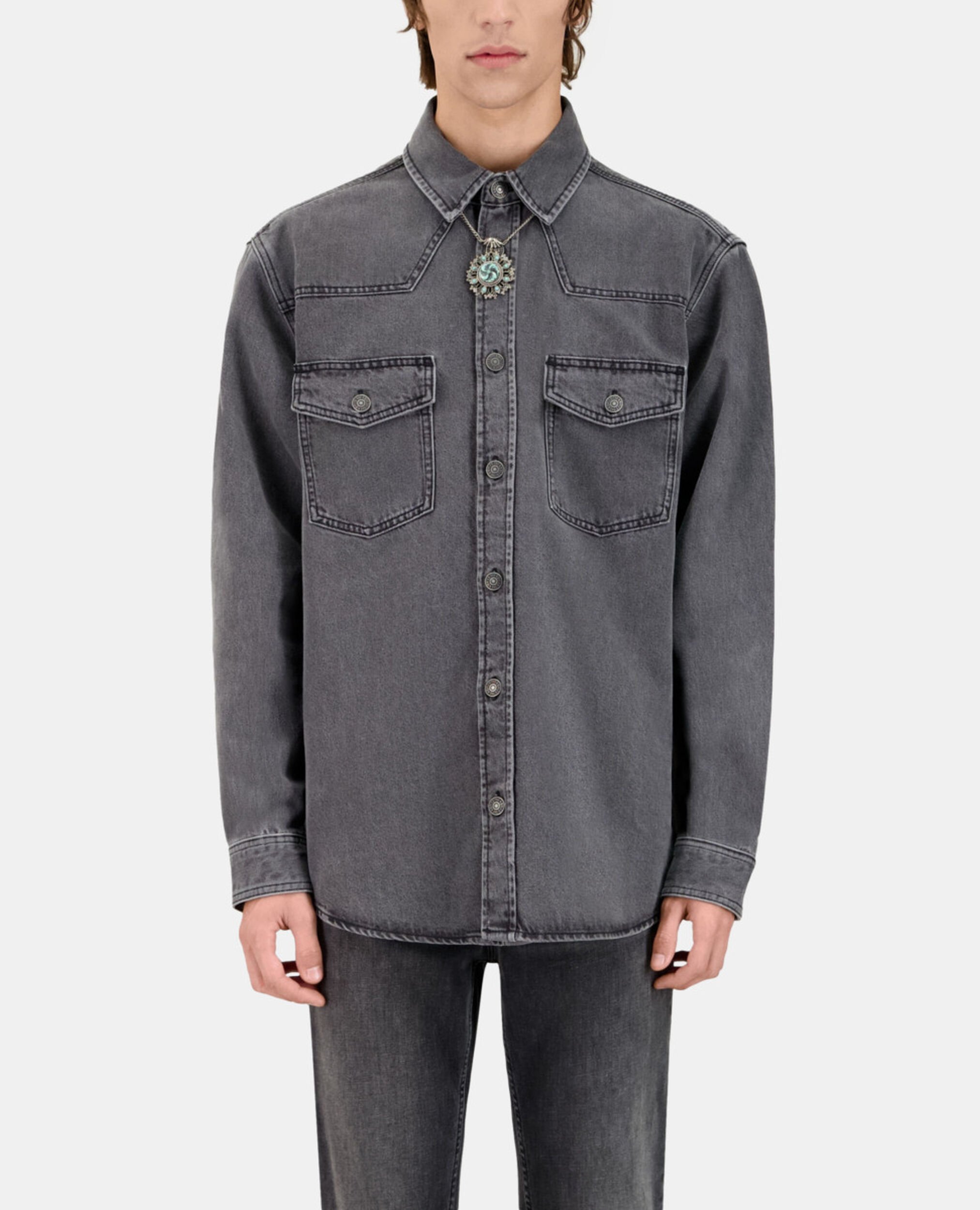 Chemise en denim grise, DARK GREY, hi-res image number null