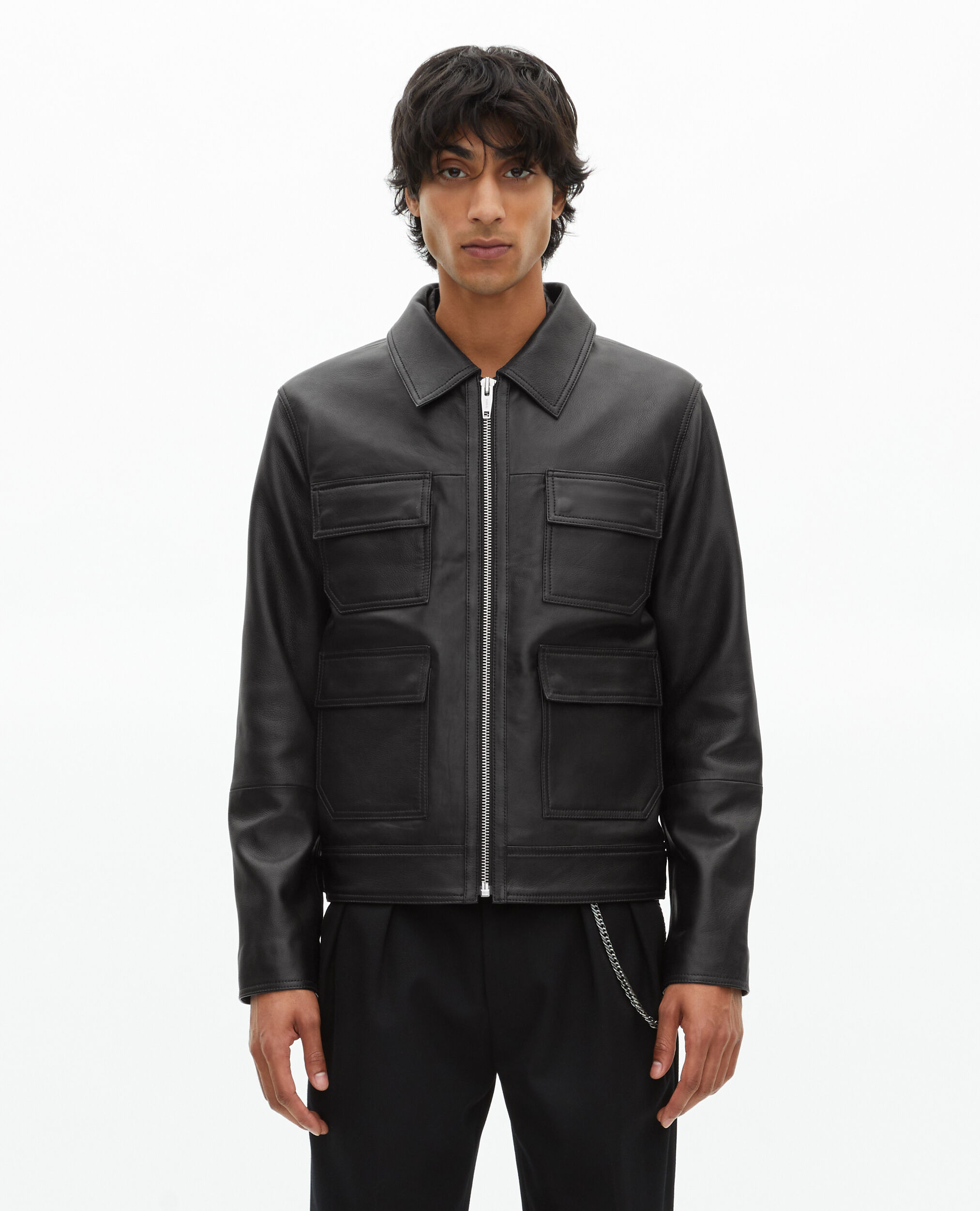 Black leather jacket, BLACK, hi-res image number null