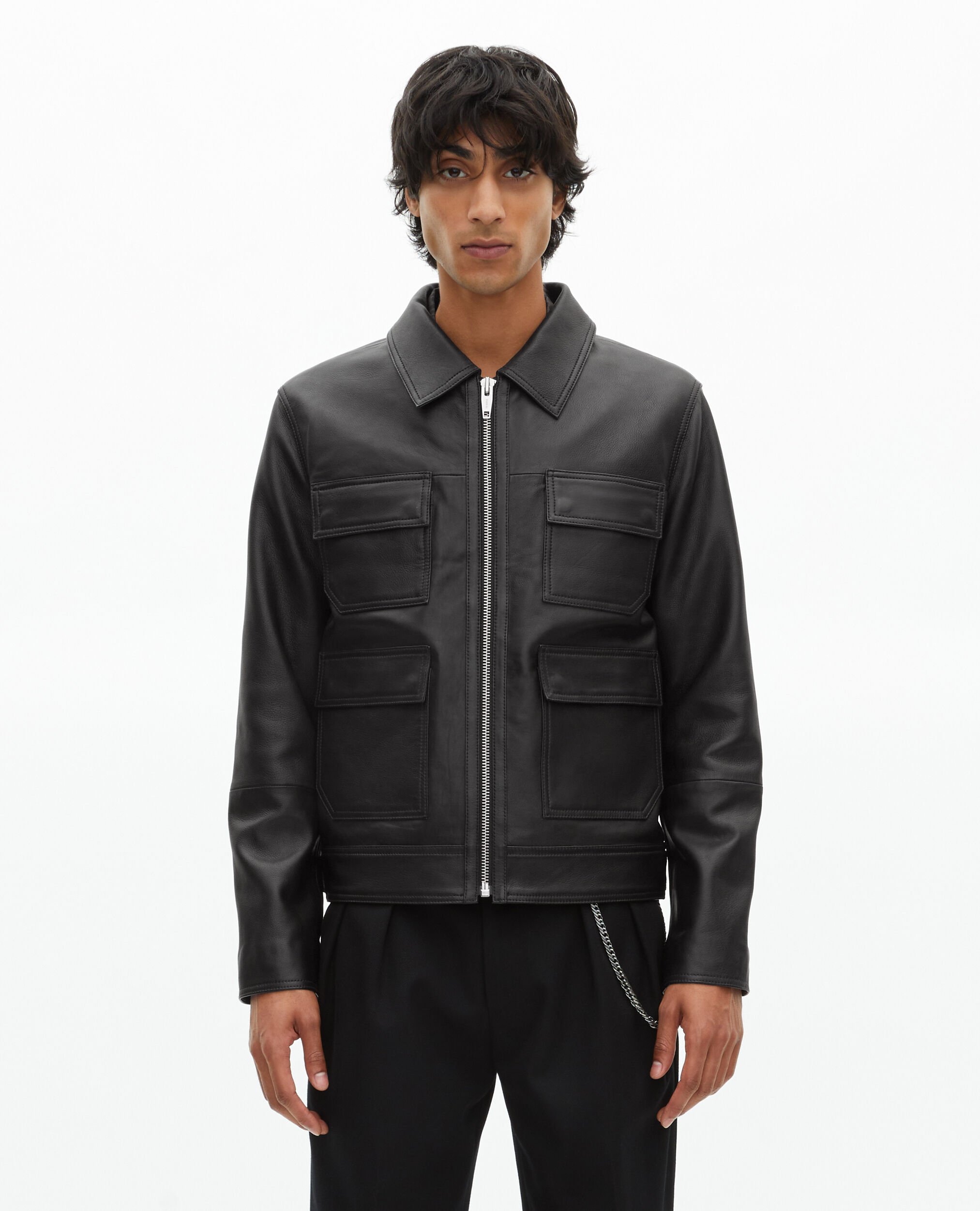 Black leather jacket, BLACK, hi-res image number null