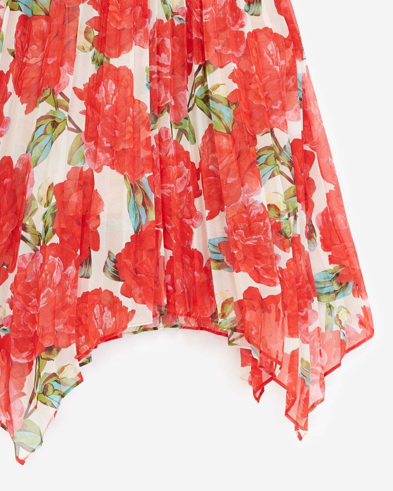 The Kooples FEMME ECRU RED robe plissée imprimée fleurs rouges