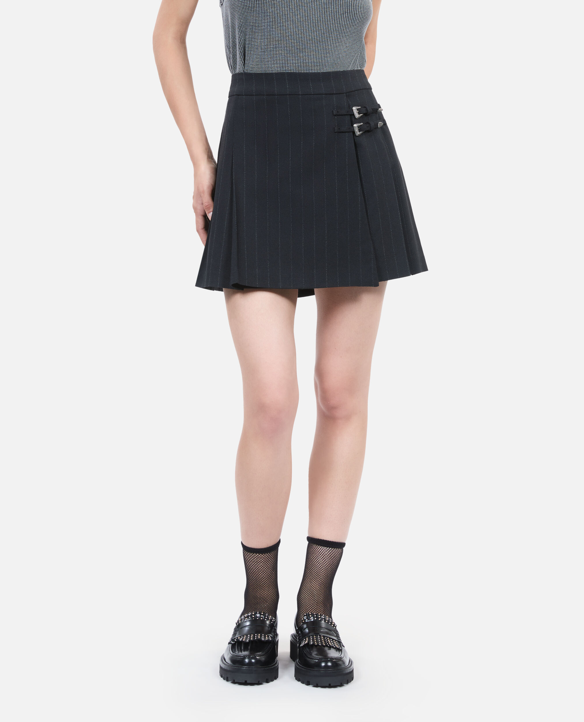 Jupe portefeuille courte plissee a rayures The Kooples Suisse
