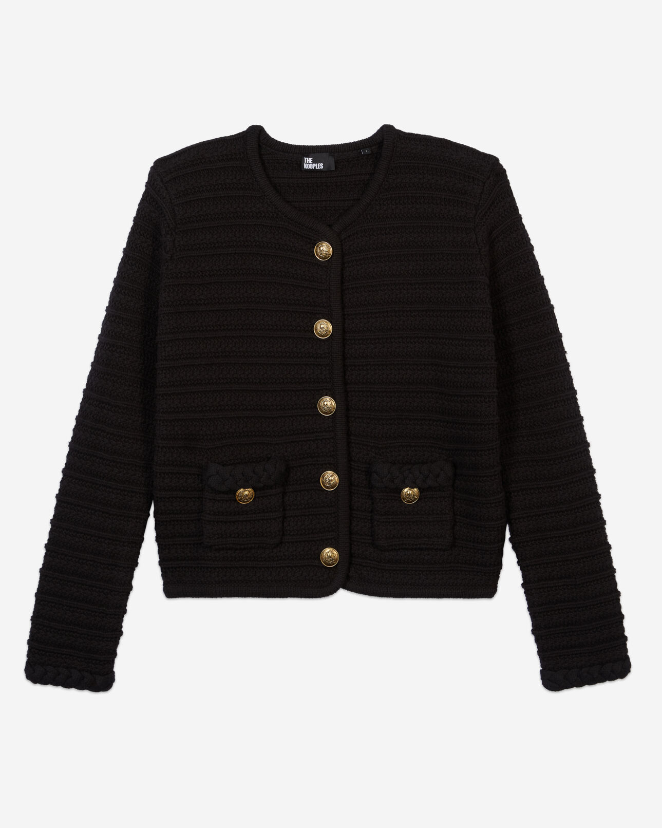 The Kooples FEMME BLACK cardigan en maille torsadée noir