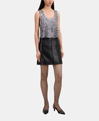 The Kooples FEMME SILVER top à sequins argenté