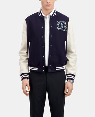 The Kooples HOMME NAVY blouson teddy avec patch bleu marine